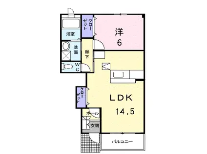 アリストクラット B(1LDK/1階)の間取り写真