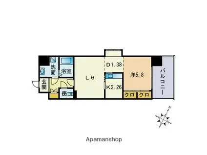 エスティメゾン薬院(1K/7階)の間取り写真