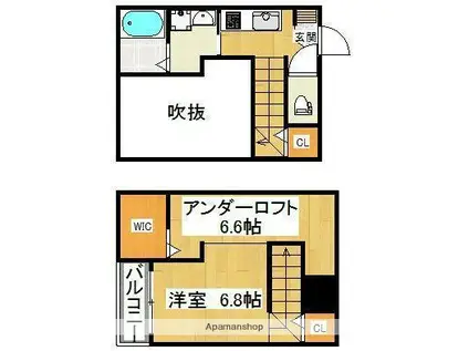 ドリームウッズ伊都Ⅷ(1K/1階)の間取り写真