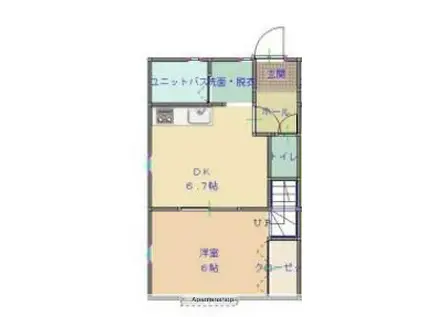 フラップハウス(1DK/2階)の間取り写真