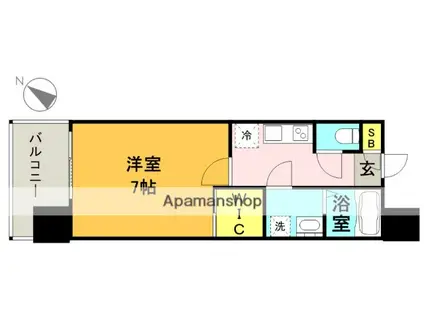 サヴォイ グランデ ウォーターサイド(1K/4階)の間取り写真