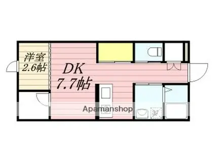 ル・レーヴ福大前Ⅱ(ワンルーム/1階)の間取り写真