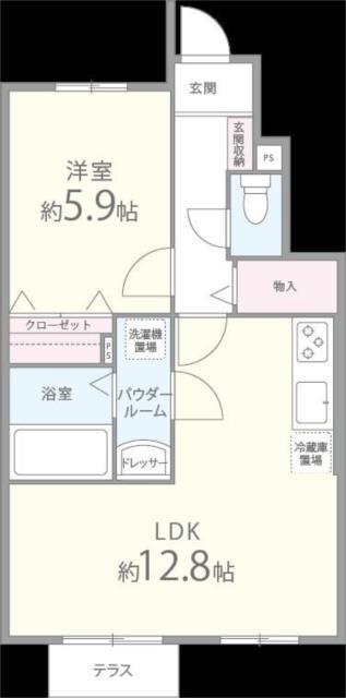 ボヌール・メゾン(1LDK/1階)の間取り写真