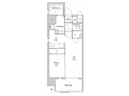 RJRクオーレ六本松(1LDK/7階)の間取り写真