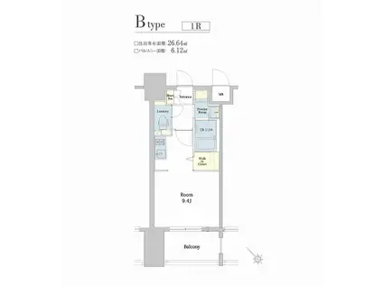 エンクレスト博多駅南SHARE(ワンルーム/14階)の間取り写真