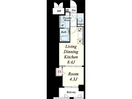 エルヴィータ駅南(1LDK/9階)の間取り写真