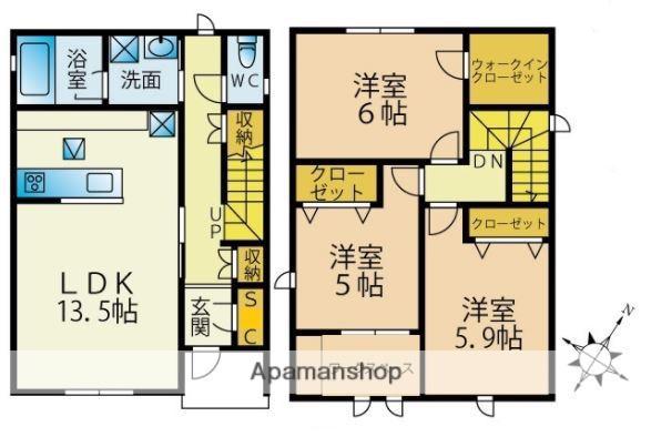 福岡市七隈線 次郎丸駅 徒歩15分 2階建 築6年(3LDK)の間取り写真