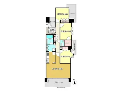 MJR桜坂ザ・レジデンス(3LDK/9階)の間取り写真