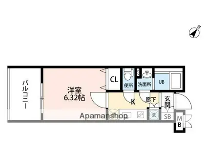 サヴォイラ・ピエルサフィール(1K/9階)の間取り写真