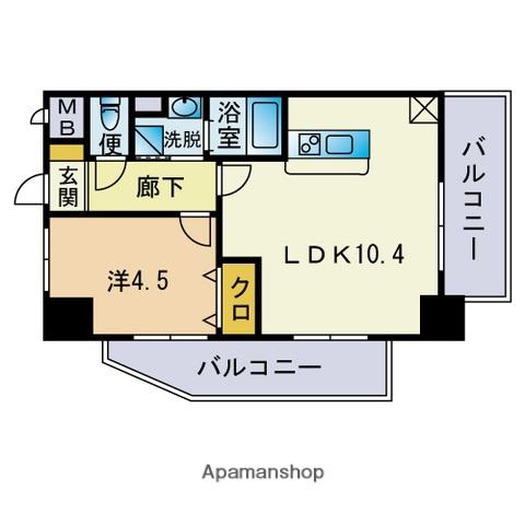 HF平尾レジデンス(1LDK/12階)の間取り写真