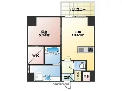 CREST西新(1LDK/9階)の間取り写真