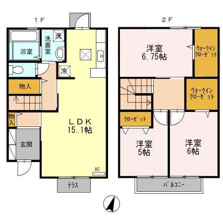 ユニヴェール B棟(3LDK)の間取り写真