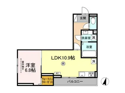 DーROOM飯倉2丁目(1LDK/2階)の間取り写真