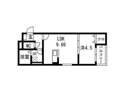YUSEVIA(1LDK/1階)の間取り写真