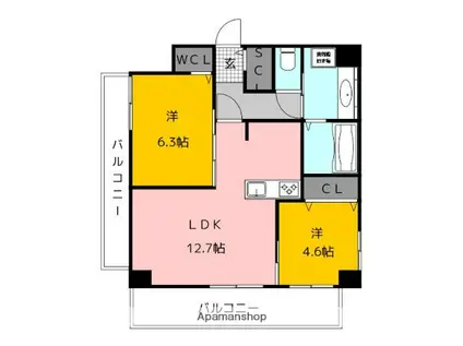 MODERN ASPIRATION 博多 CREST(2LDK/9階)の間取り写真