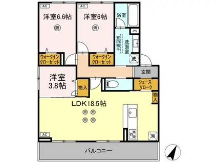 TORISIA平和(3LDK/3階)の間取り写真