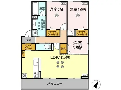 TORISIA平和(3LDK/3階)の間取り写真