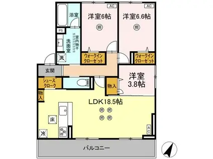 TORISIA平和(3LDK/1階)の間取り写真
