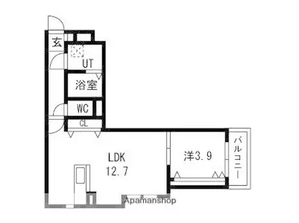 GLITTA野芥(1LDK/1階)の間取り写真