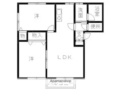 エスフォレスト A棟(2DK/1階)の間取り写真