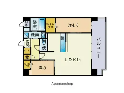 ウェルス天神南(2LDK/2階)の間取り写真