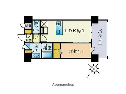 アクロス薬院グレイステージ(1LDK/8階)の間取り写真