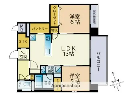 大手門3丁目ビル(2LDK/10階)の間取り写真