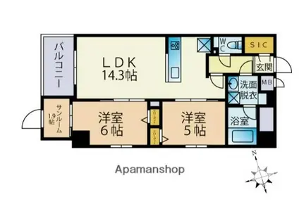 大手門3丁目ビル(2SLDK/2階)の間取り写真