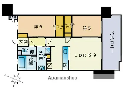 デュ・レジア別府(2LDK/3階)の間取り写真