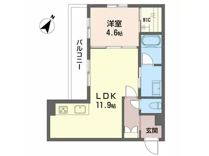 シャーメゾン高宮通(1LDK/2階)の間取り写真
