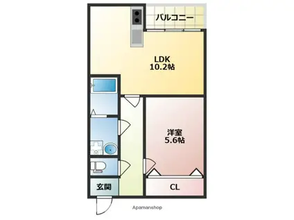 SUNMARK横浜(1LDK/2階)の間取り写真