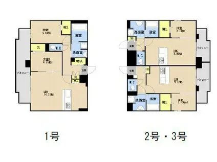 LIBTH博多(2LDK/9階)の間取り写真
