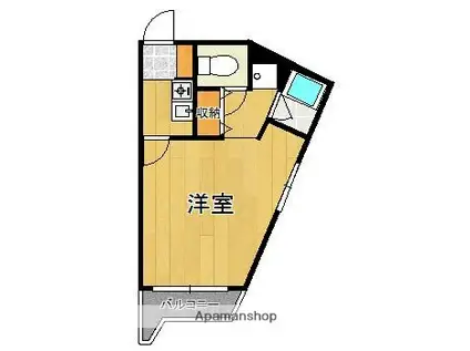 ヒルズ西赤坂(1K/4階)の間取り写真