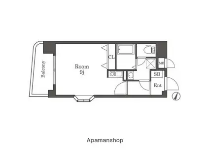 ファミーユ警固(ワンルーム/4階)の間取り写真