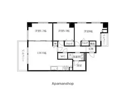 ロイヤルチェリー大濠公園(3LDK/2階)の間取り写真
