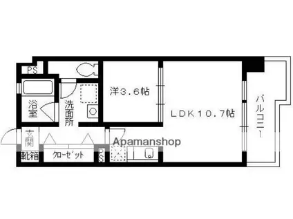 セレス別府(1LDK/6階)の間取り写真