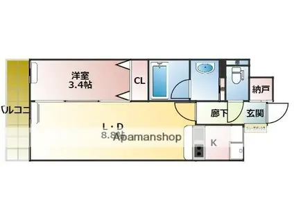 西新テングッドシティサボイ(1LDK/10階)の間取り写真