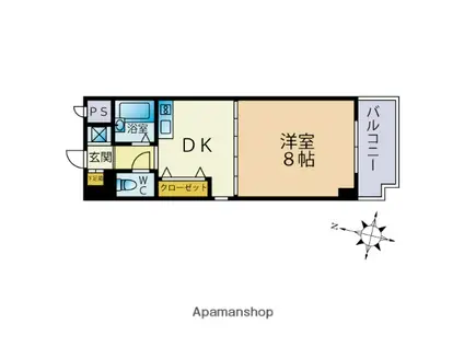 グレイス西新(1DK/3階)の間取り写真