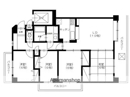 アミッドグリーン西新(4LDK/2階)の間取り写真