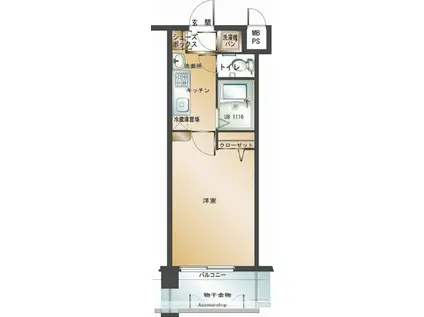 エンクレスト大手門Ⅱ(1K/8階)の間取り写真