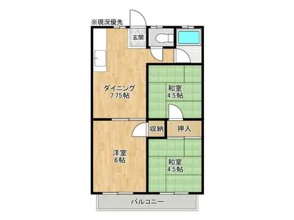 昭和ハイツ(3DK/2階)の間取り写真