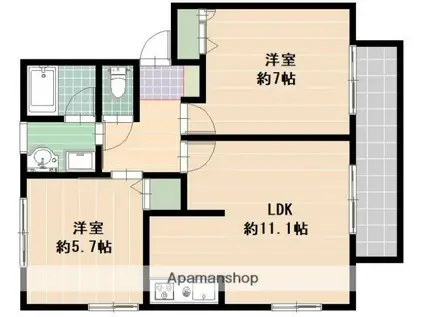 アイコーポ内野(2LDK/2階)の間取り写真