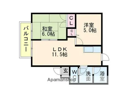 ピースブリックA棟・B棟(2LDK/2階)の間取り写真