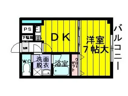 パラージュ西公園(1DK/6階)の間取り写真