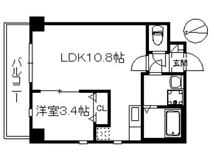 アリエス今宿Ⅱ(1LDK/3階)の間取り写真