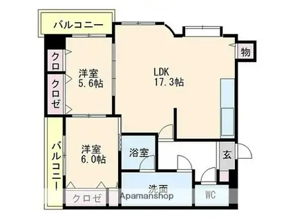 ホームズ室見川(2LDK/3階)の間取り写真