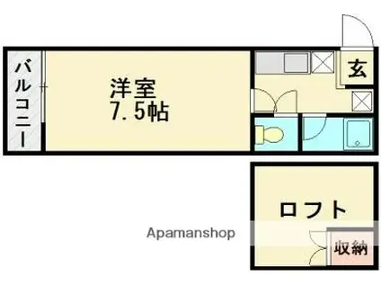 ドルチェビスタ福大(1K/2階)の間取り写真