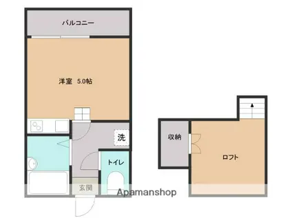 ドルチェビスタ福大(1K/2階)の間取り写真