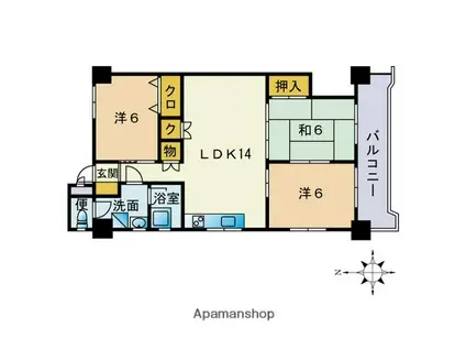 鳥飼リバーハイツ(3LDK/5階)の間取り写真
