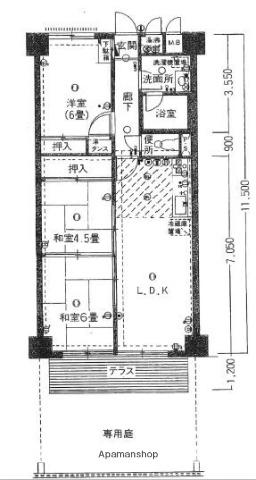チュリス薬院(2LDK/1階)の間取り写真